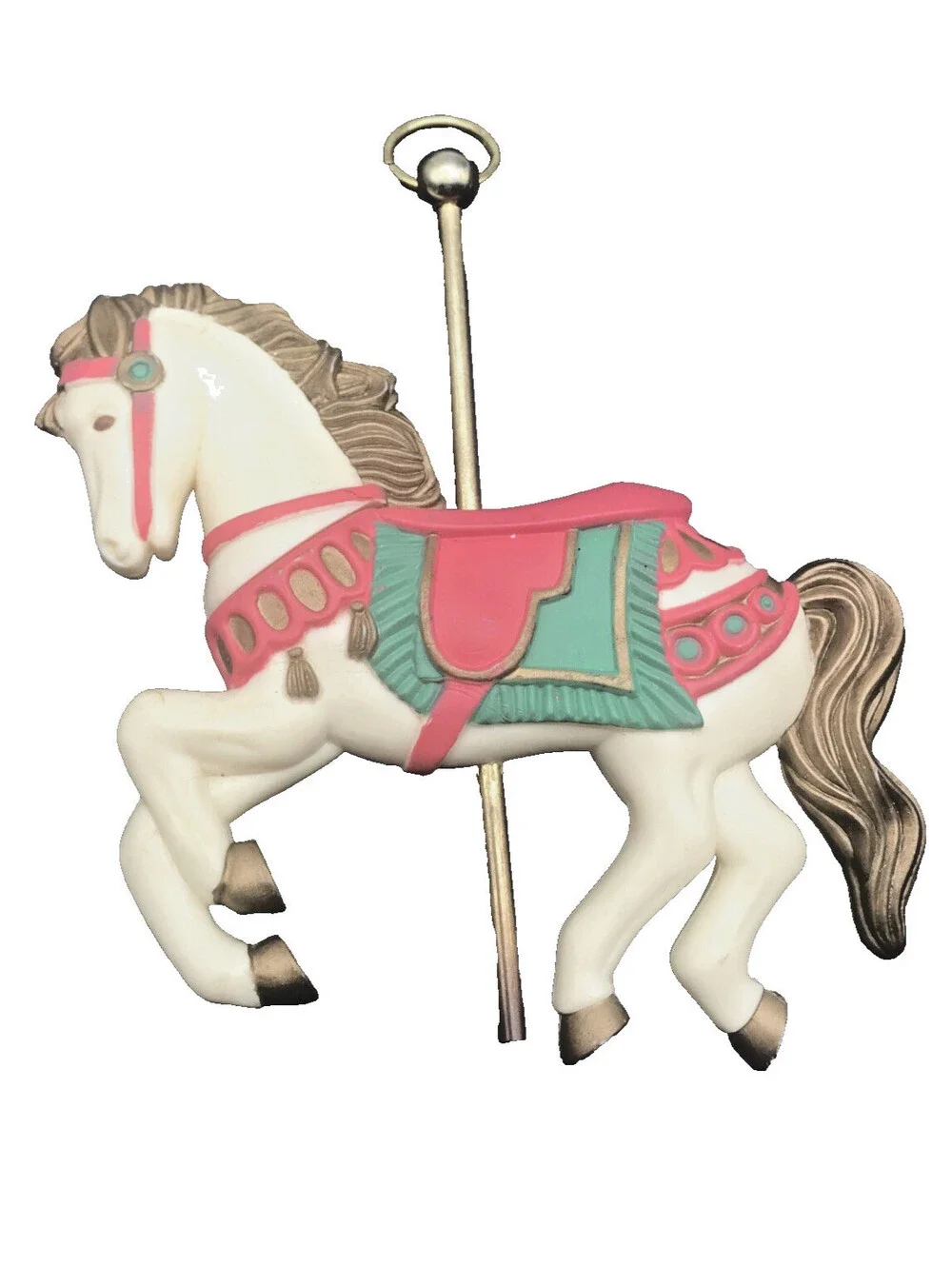 Vtg American Greetings Carousel Horse Christmas Ornament Forget Me Not 4